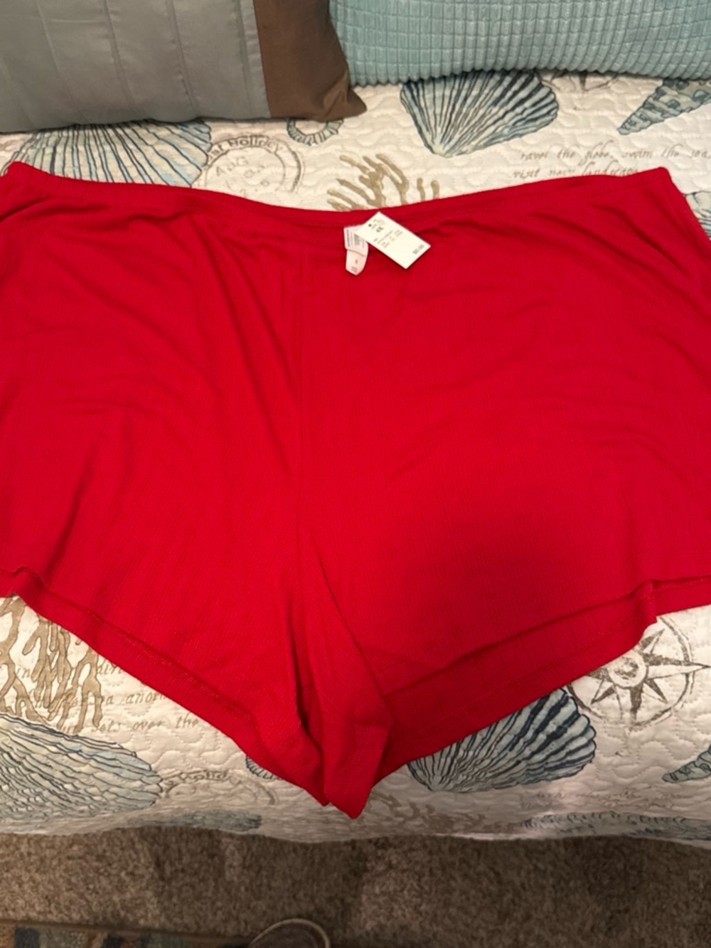 Auden Bright Red Ribbed Lounge Shorts